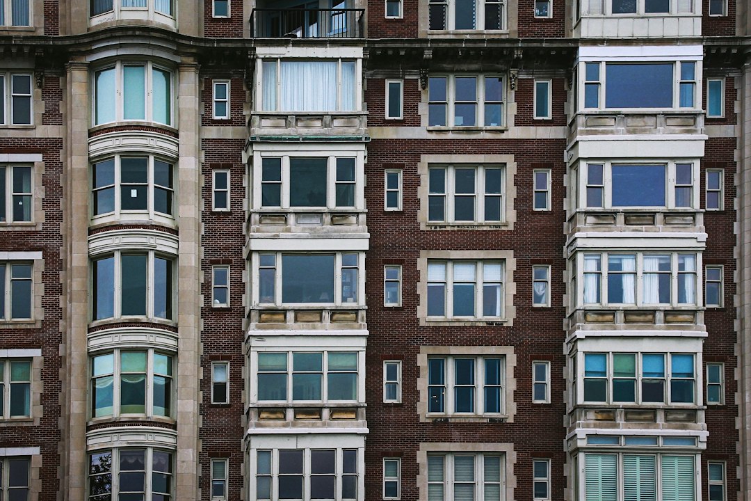 Brick apartment building facade in Chicago