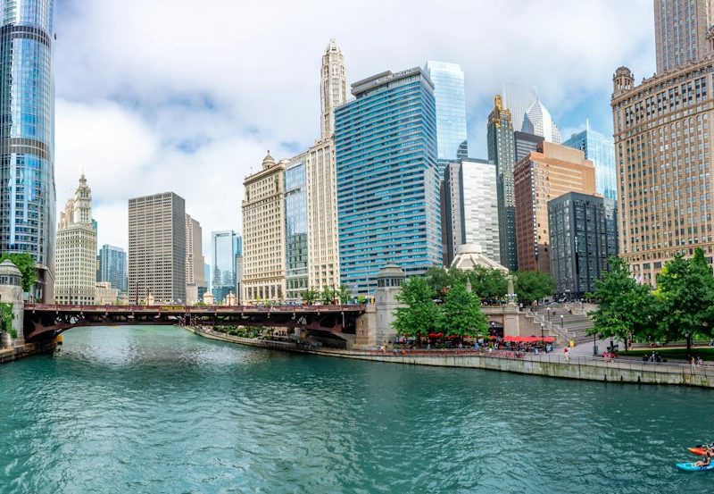 The Chicago River downtown, seen from the State Street bridge