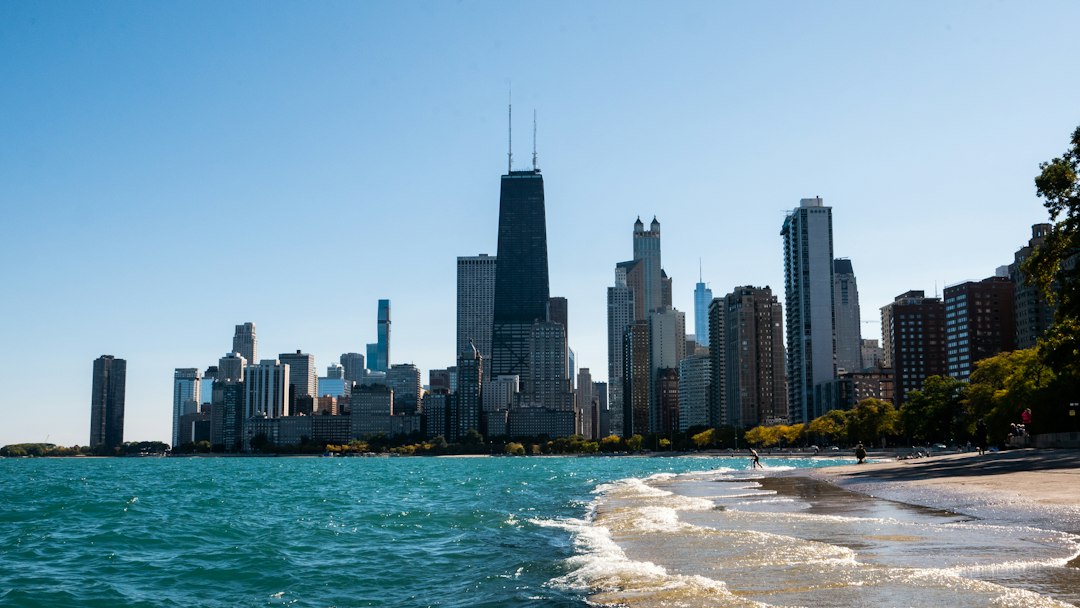 The Chicago skyline seen across Lake Michigan on a clear day