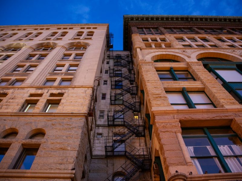 Fire escape on the side of a brick apartment building in Chicago